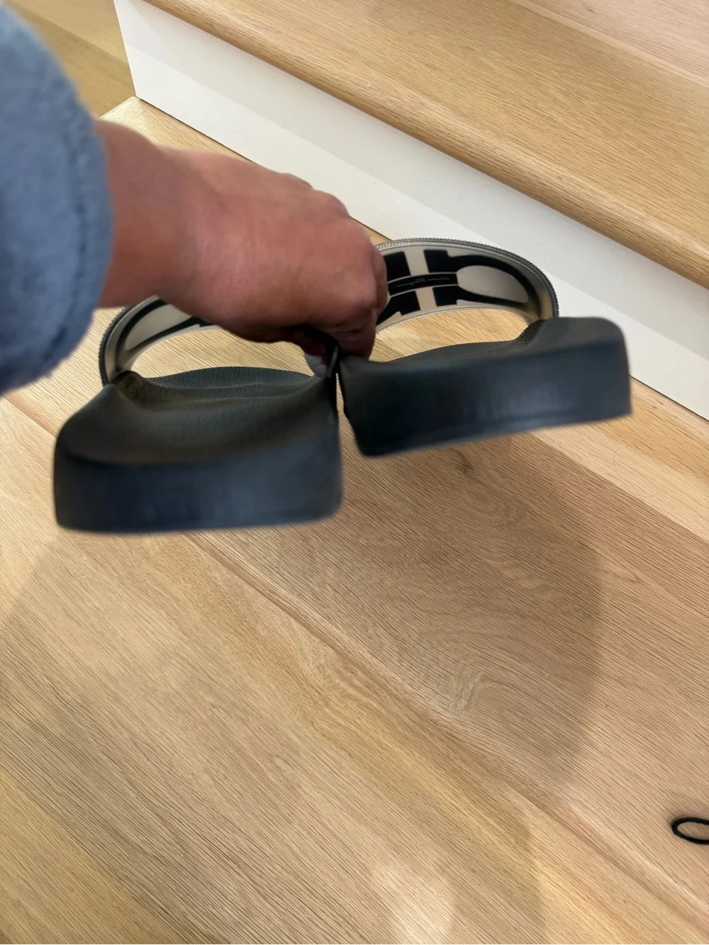 Salvatore Ferragamo Black Logo Slide Sandal